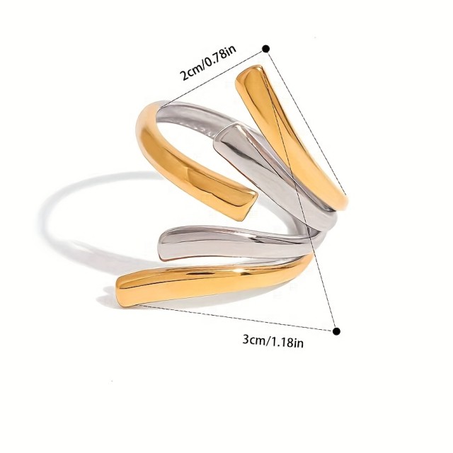 Ženski modni prstan v dveh tonih srebrn in zlat