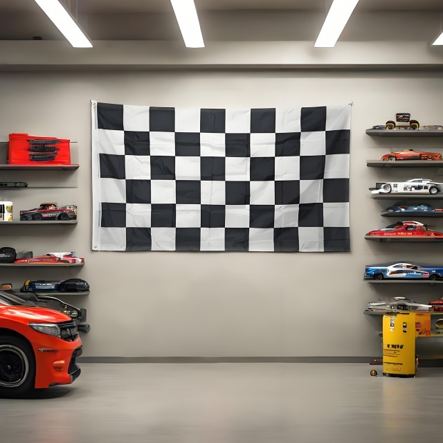 Dirkaška zastava – črno-bela karirasta zastava (90 cm x 150 cm)