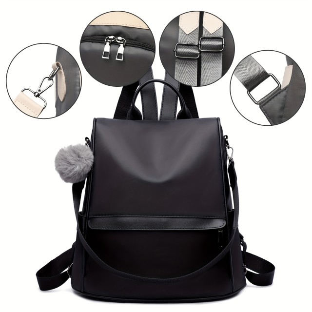 Ženski nahrbtnik z nastavljivimi jermeni in pomponom