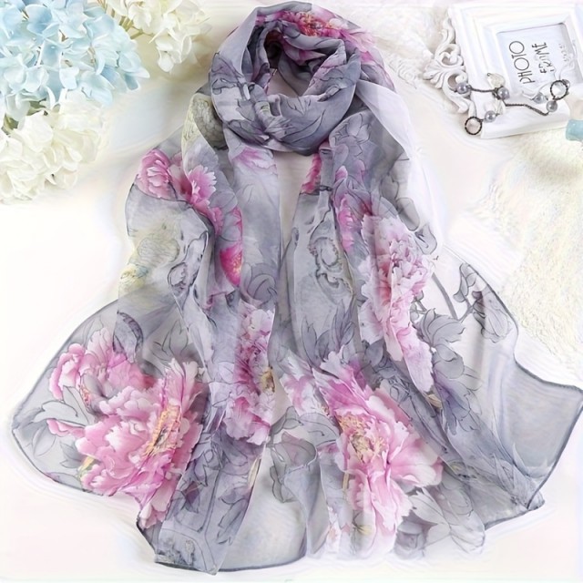 Čudovit šal s cvetličnim potiskom 5 barv