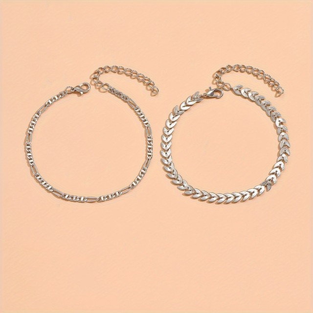 Komplet 2 kosov preprostih verižic za gležnje