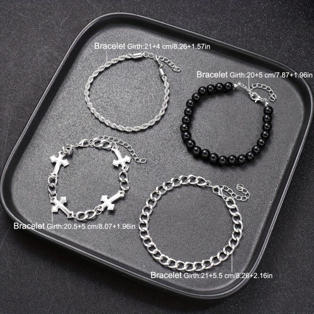 4-delni moški komplet zapestnic s križem