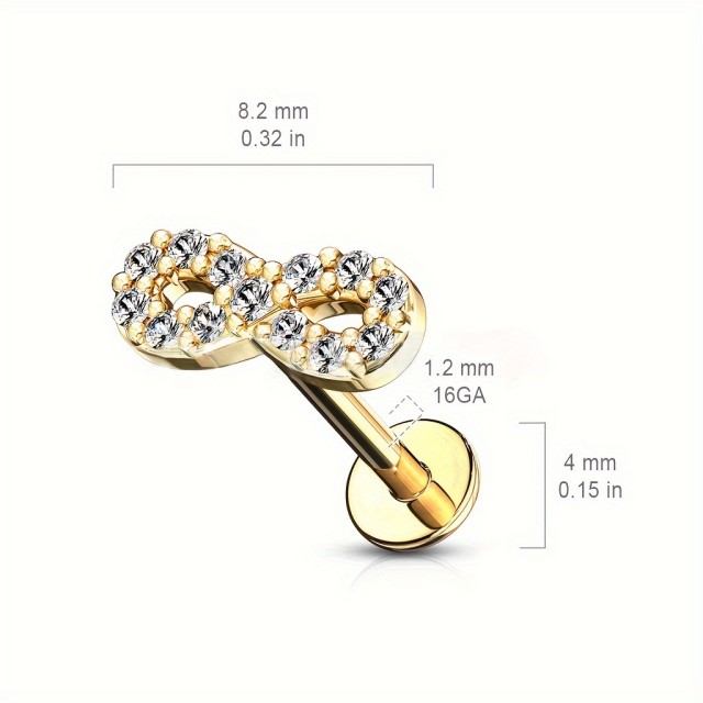 Šik piercing za hrustanec infinity srebrne barve