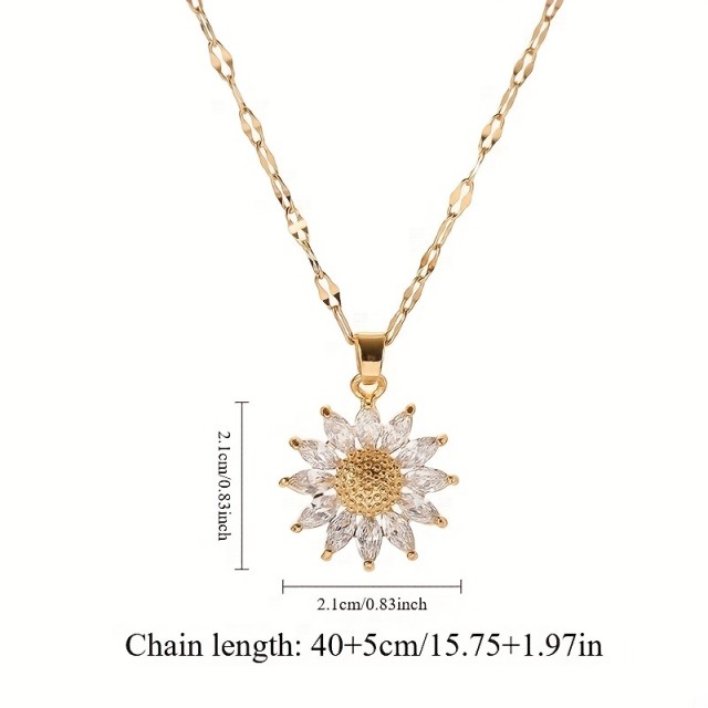 Ogrlica iz nerjavečega jekla s sončnico zlate barve