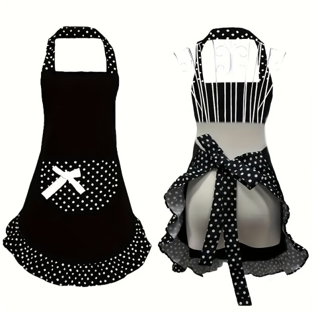 Vintage črno bel predpasnik s pikicami