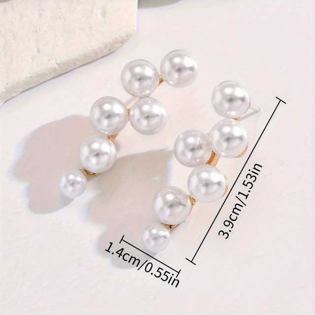 Elegantni uhani v zlati barvi z imitacijo biserov