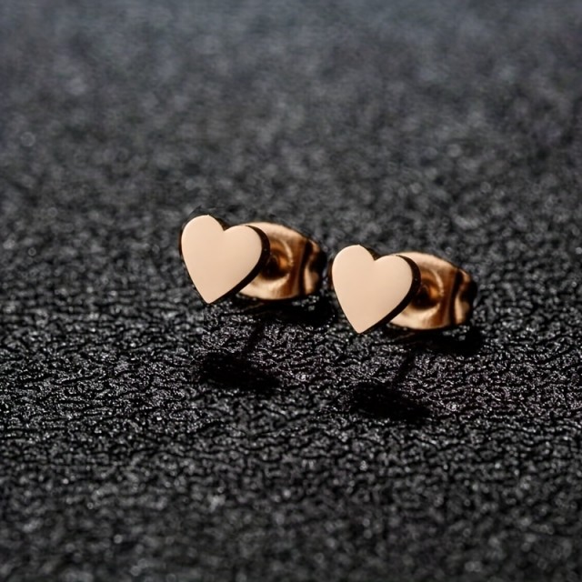 Mini vtični uhančki v obliki srca 3 barve nerjaveče jeklo