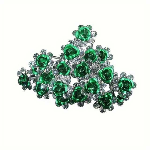 10 kosov elegantnih zelenih cvetličnih lasnih sponk
