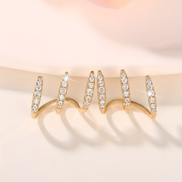 Enostavni uhani iz nerjavečega jekla, s cirkoni 2 barvi