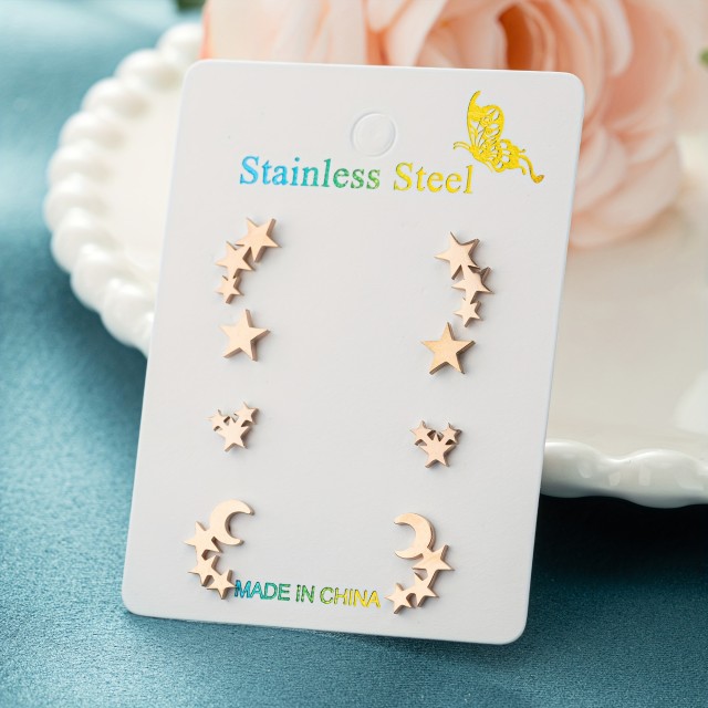 Komplet 4 parov uhanov z zvezdicami 2 barvi