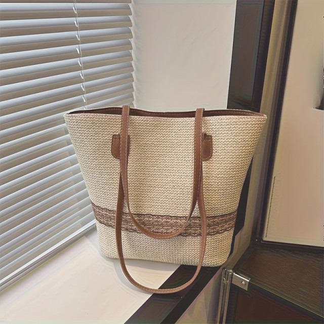 Prelepa pletena torbica z ročaji 2 barvi 7191