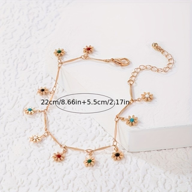 Elegantna zapestnica za nogo s pisanimi rožicami