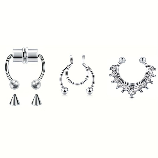 Komplet 3 fake piercingov za nos