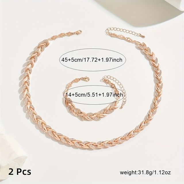 Eleganten dvodelni komplet z ogrlico in zapestnico 2 barvi