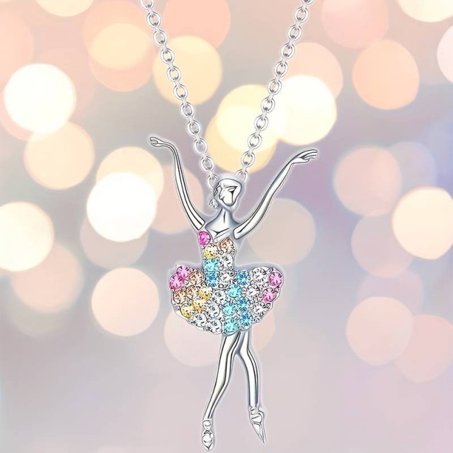 Verižica balet v srebrni barvi, baletka, balerina