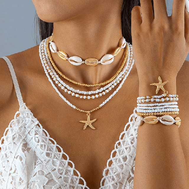 12 delni poletni komplet zapestnic in verižic