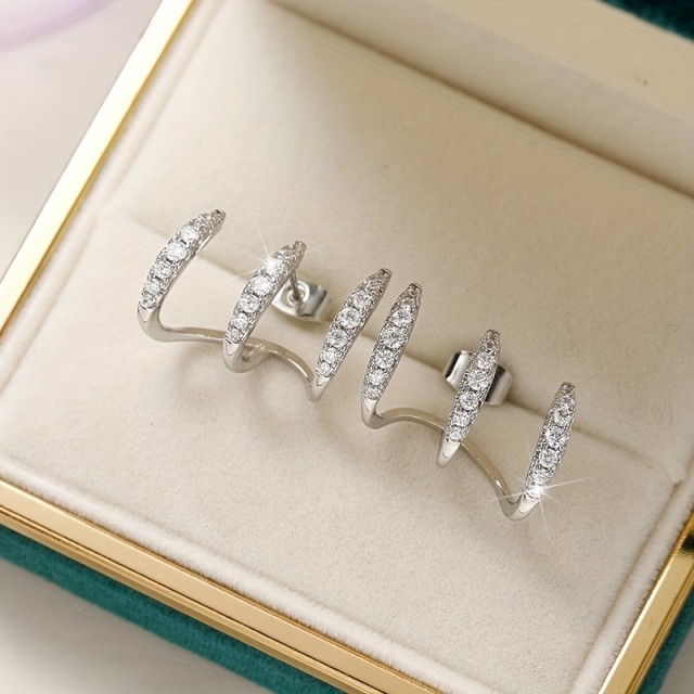 Enostavni uhani iz nerjavečega jekla, s cirkoni 2 barvi