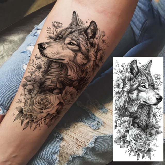 Začasna tetovaža vodoodporna z volkom