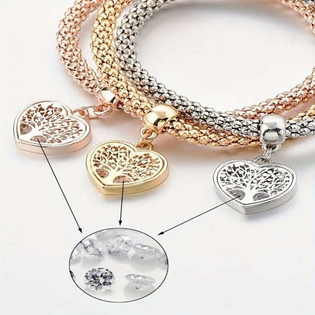 3 kosi elegantnih zapestnic, drevo življenja