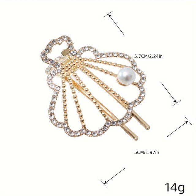 Elegantna kovinska sponka za lase v obliki školjke