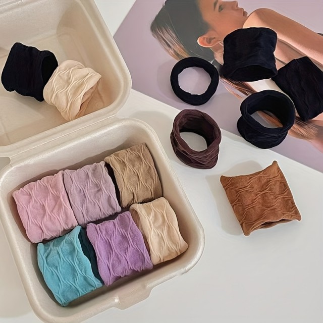 Komplet 10 širokih elastik za lase različne barve 