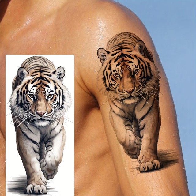 Moška tatoo nalepka z realističnim tigrom