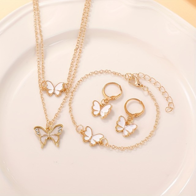 3 delni set nakita z roza ali belimi metuljčki 