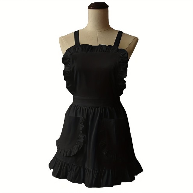 Dolg predpasnik z nabranim robom in dvema žepoma 