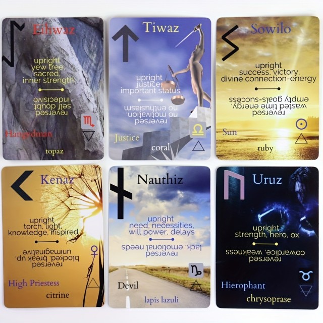 Mistični komplet kart z runami