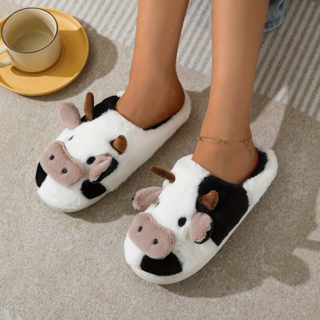 Mehki plišasti copati z motivom kravice