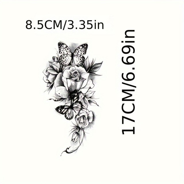 Začasna tattoo nalepka tetovaža z metulji in cvetjem