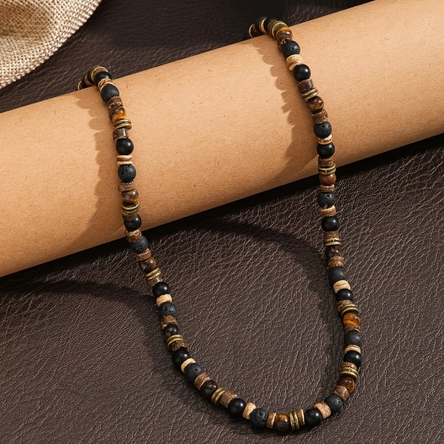 Ogrlica iz kokosovih školjk in perlic tigrovega očesa