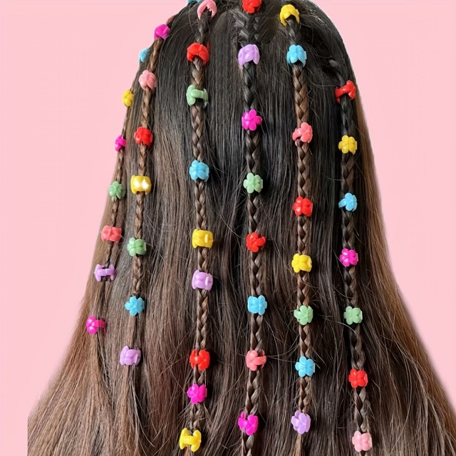 50 kosov ljubkih pisanih lasnih sponk v obliki rožic