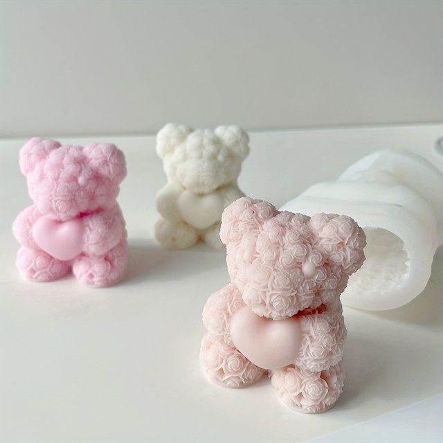 Silikonski kalup DIY v obliki medvedka z vrtnicami