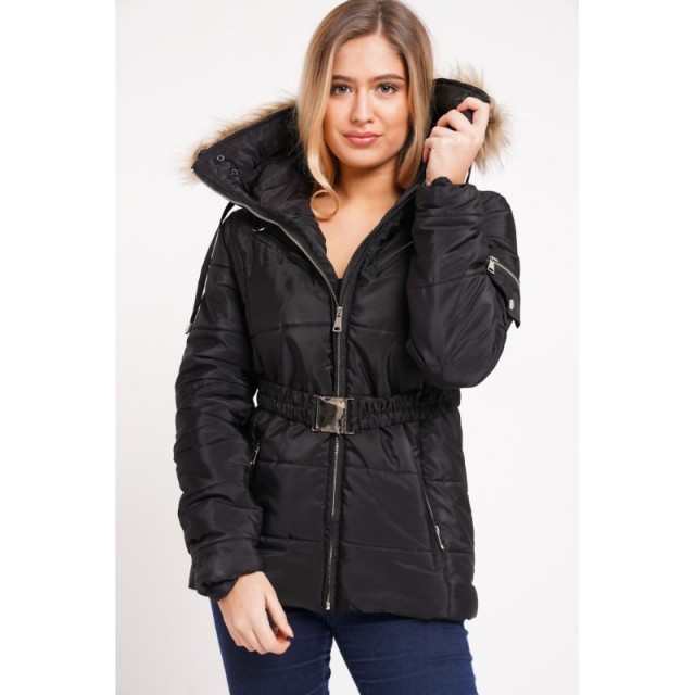 Ženska zimska bunda s paskom 582