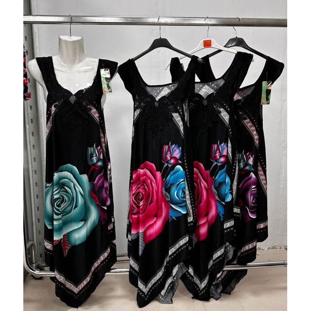 Obleka daljša z vrtnico UNI več barv 3265