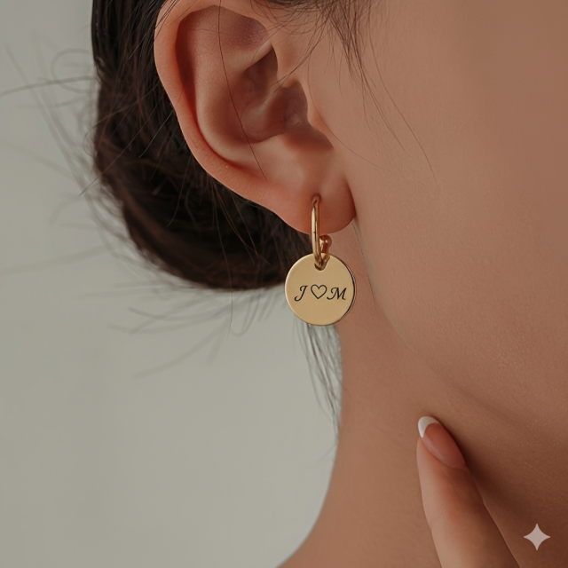 Personalizirani okrogli uhani z gravuro po želji