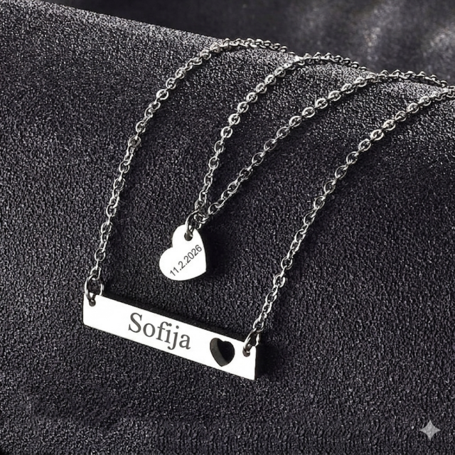 Komplet dveh personaliziranih ogrlic z osebno gravuro
