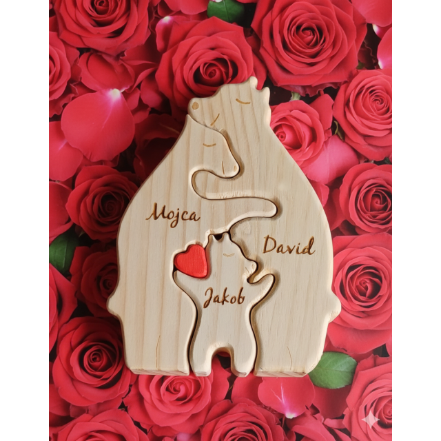 Personalizirana lesena medvedja sestavljanka VAŠA DRUŽINA