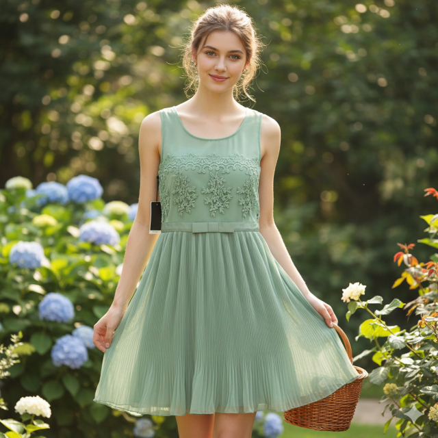 Obleka brez rokavov nežno zelena OB3