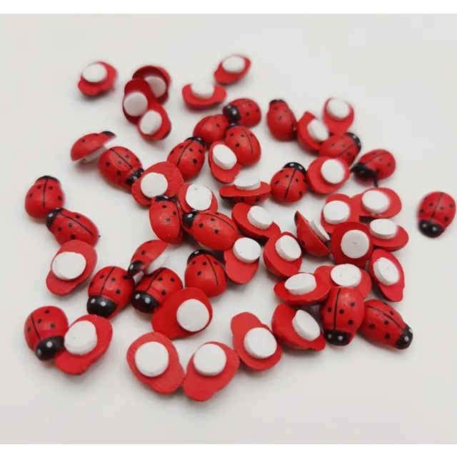 100 kosov lesenih mini pikapolonic, samolepilne