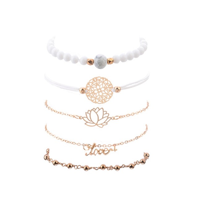 5-delni retro komplet zapestnic lotus 