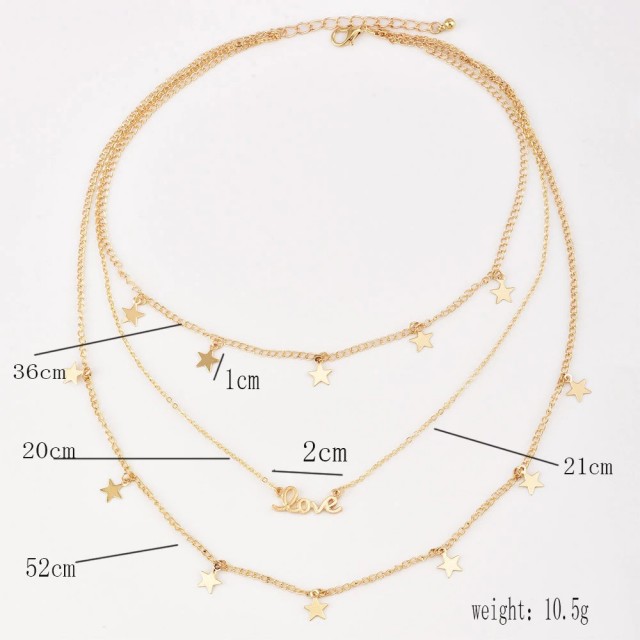 Verižica zlata z zvezdicami in love napisom