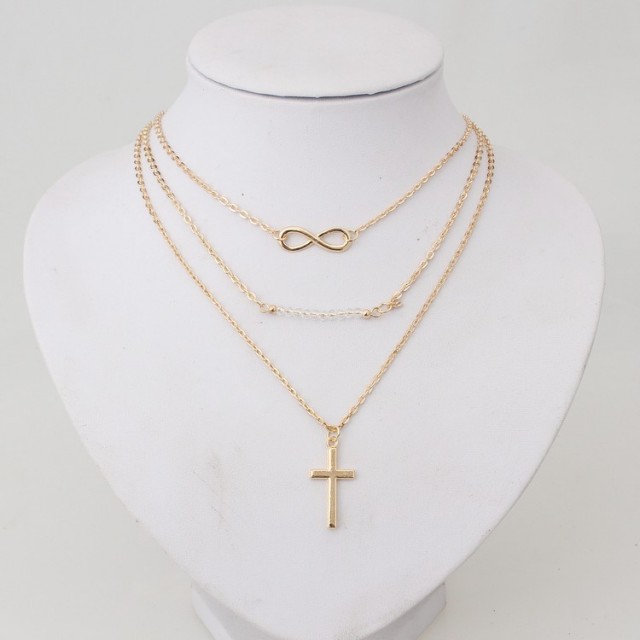 Verižica večdelna zlata s križem