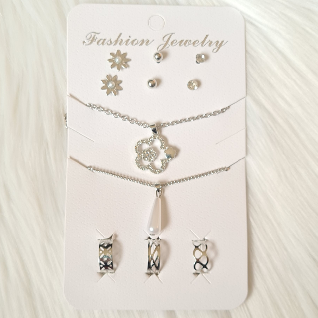 8-delni komplet nakita v srebrni barvi, KN17-3