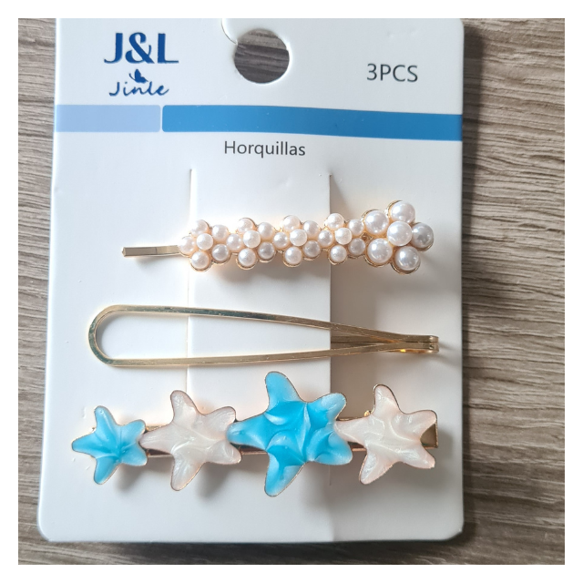 Komplet 3 špangic za lase morske zvezdice, modre 