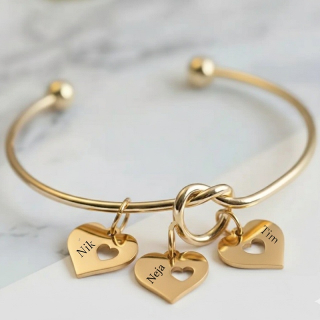 Personalizirana zapestnica z vozlom obeski src in gravuro po želji