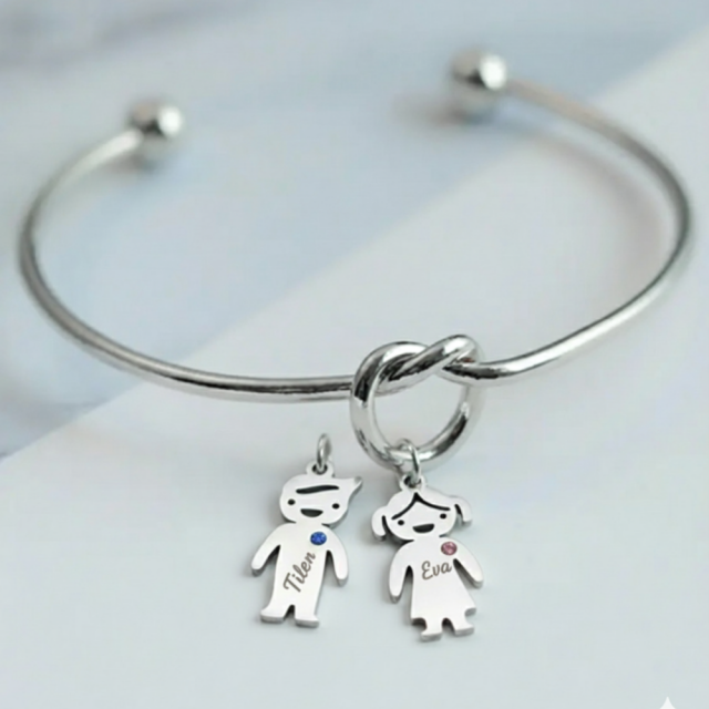 Personalizirana zapestnica z vozlom in otroki z gravuro po želji