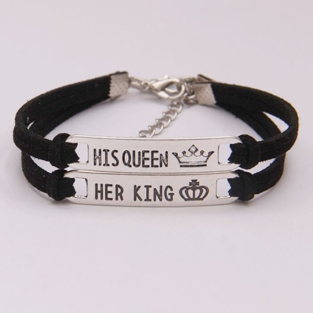 Komplet 2 zapestnic, HER KING HIS QUEEN