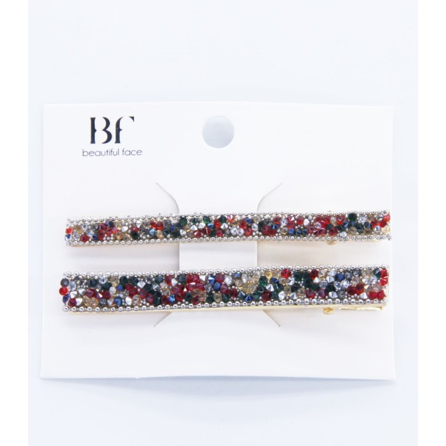 Komplet 2 sponk za lase, s pisanimi kamenčki 